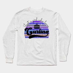 Just a girl who loves Curling-Cute Vintage Long Sleeve T-Shirt